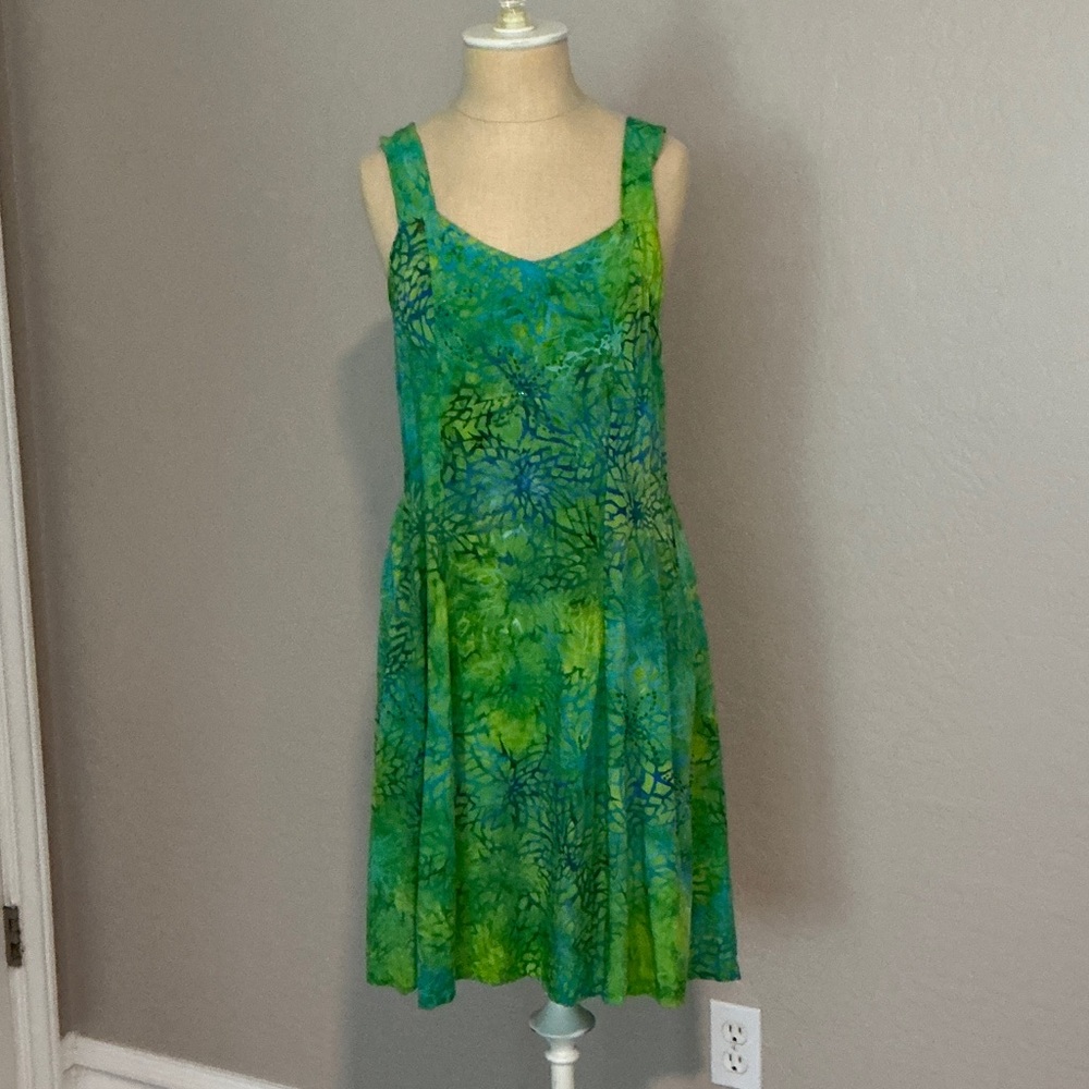 Bali Batik Brand Green and Blue Resort Dress